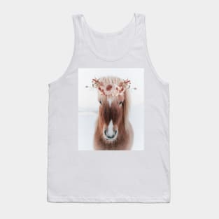 Icelandic Horse Portrait with Flowers Tank Top